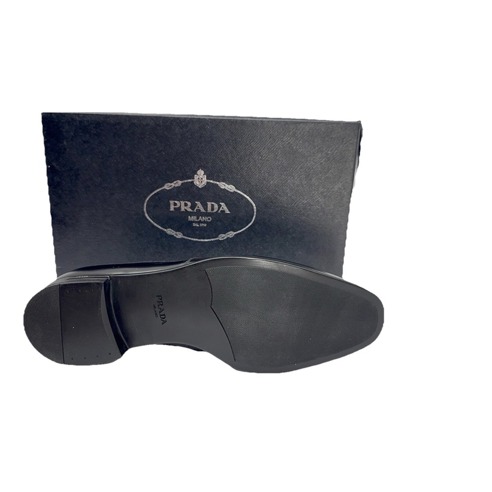 Prada Men's Black Leather Loafers 2DC079 Spazzolato Fumé Size 7.5 Made in Italy - Picture 5 of 12
